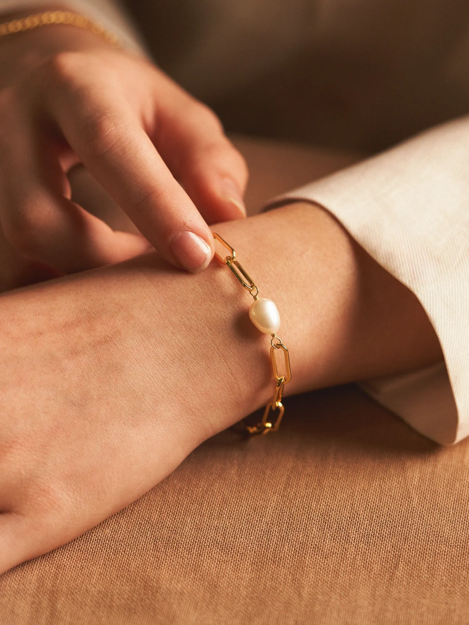 Søstrene Grene Armbånd^Chunky Pearl Chain-armbånd