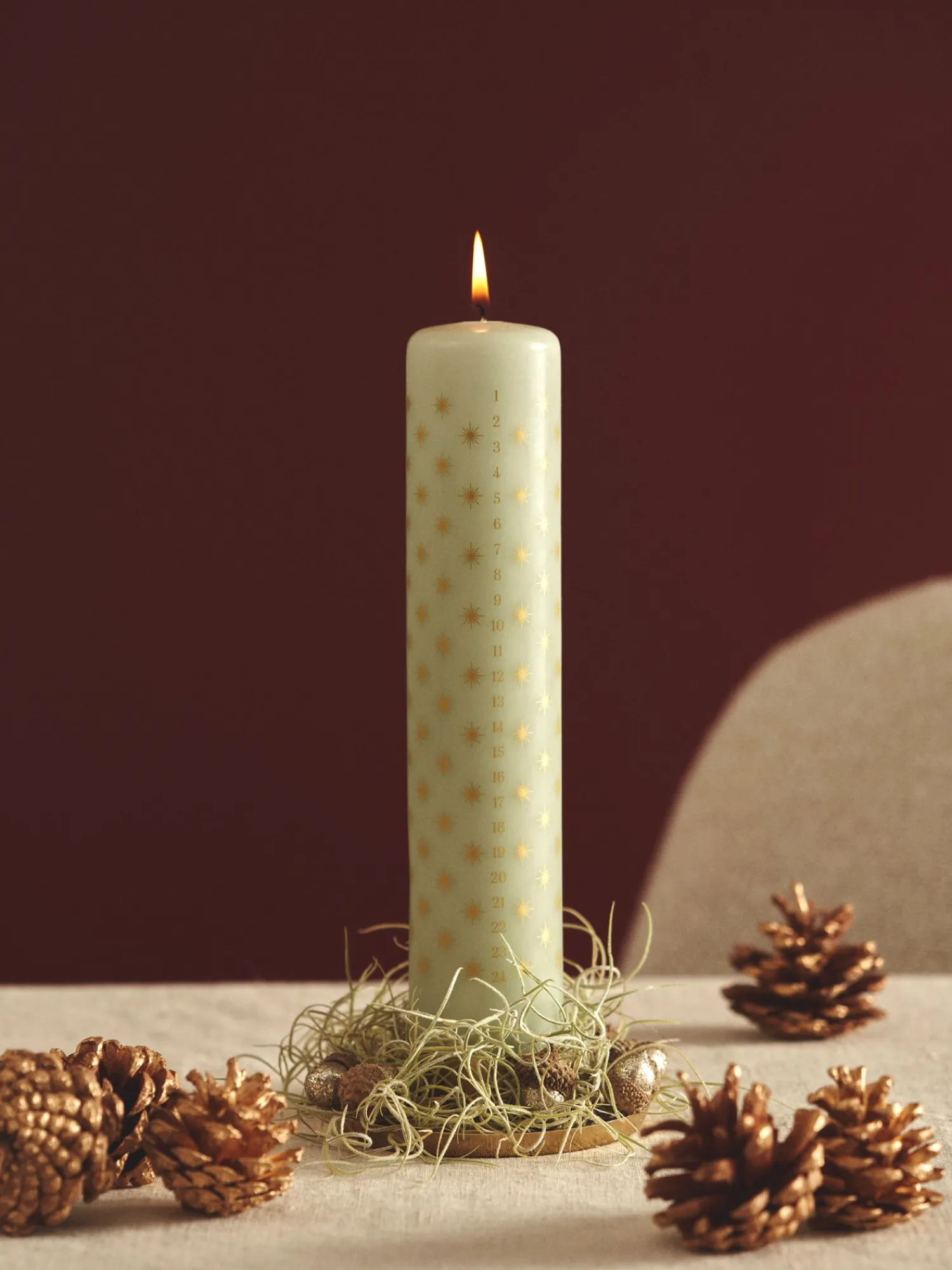 Søstrene Grene Julelys|Lys^Kalenderlys 25 Cm