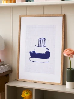 Søstrene Grene Rammer Og Plakater^Plakat Køkkenkunst Blå A3